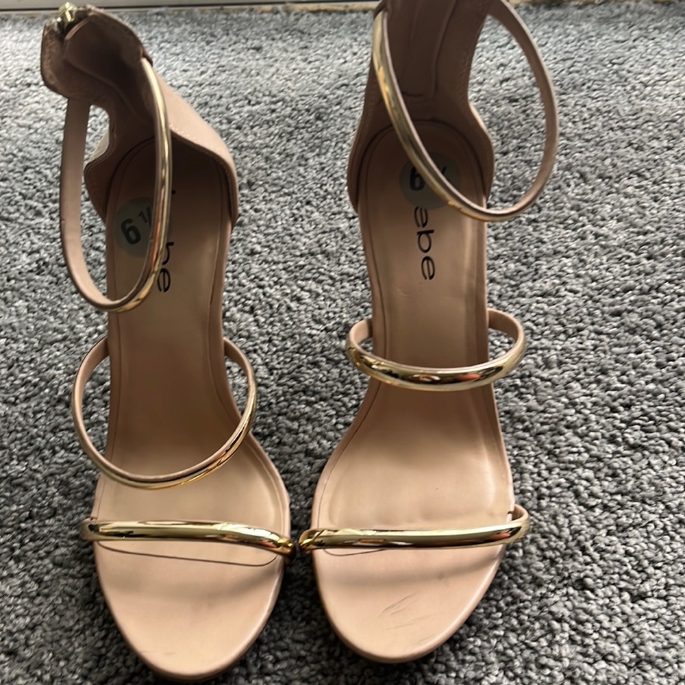 Gold and nude high heels slightly worn